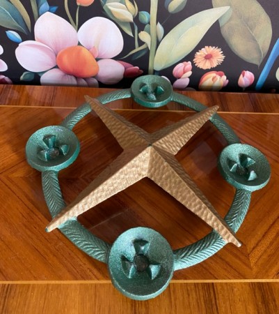 Rund adventsstake lysestake julestake jerngods støpejern stjerne 1950/60-tallet