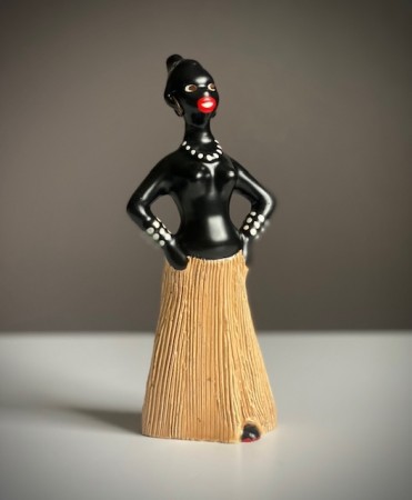 Eksotisk kitsch afro keramikk figur - 1950/ 60 tallet