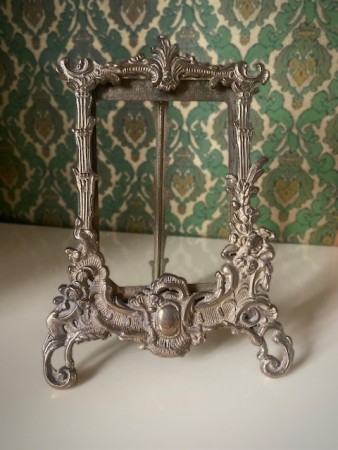 Bilderamme/ bordramme forgylt messingpatinert metall art nouveau rokokkostil