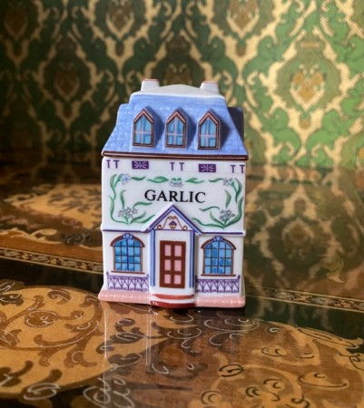 Lenox Spice Village Garlic hvitløk krydderbøsse krydderkrukke Brooks & Bentley 1989