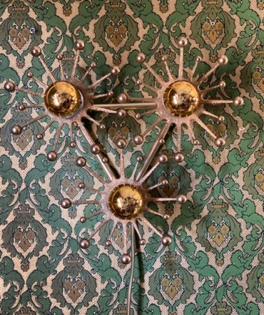 Space Age Sputnik vegglampe bordlampe messing NIPRO AS Norge 1970-tallet