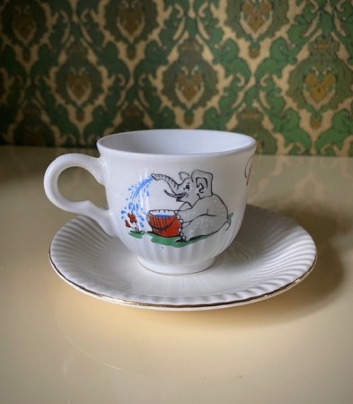 Jumbo barneservice barnesett Flink gutt kopp og fat elefant motiv Figgjo Flint Norway 1970/ 80-tallet