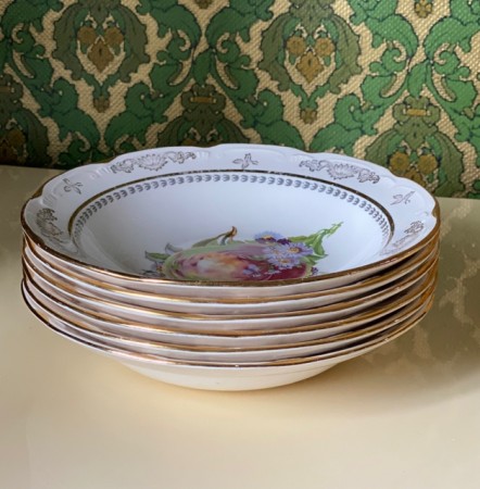 Fruktsett service dype dessertskåler fruktmotiv - Figgjo Flint Norway 1950/60 tallet