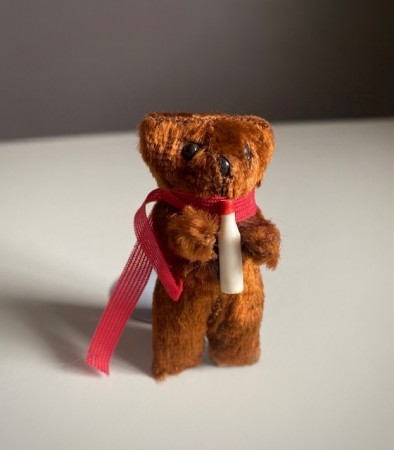 Brun mini miniatyr bamse teddybjørn - 1950 tallet