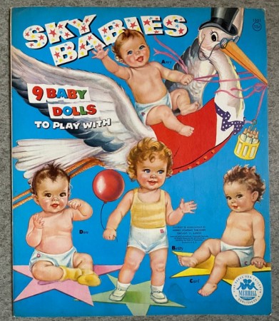 Skybabies babydolls 1551 ubrukte papirdukker Merrill Company USA 1950-tallet
