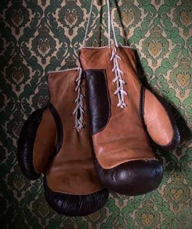 Rustikke boksehansker i brunt skinn 14oz 1950/60-tallet