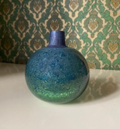 Kulevase Grønt/ blått kunstglass - Benny Motzfeldt Randsfjord Glassverk Norge 1960 tallet
